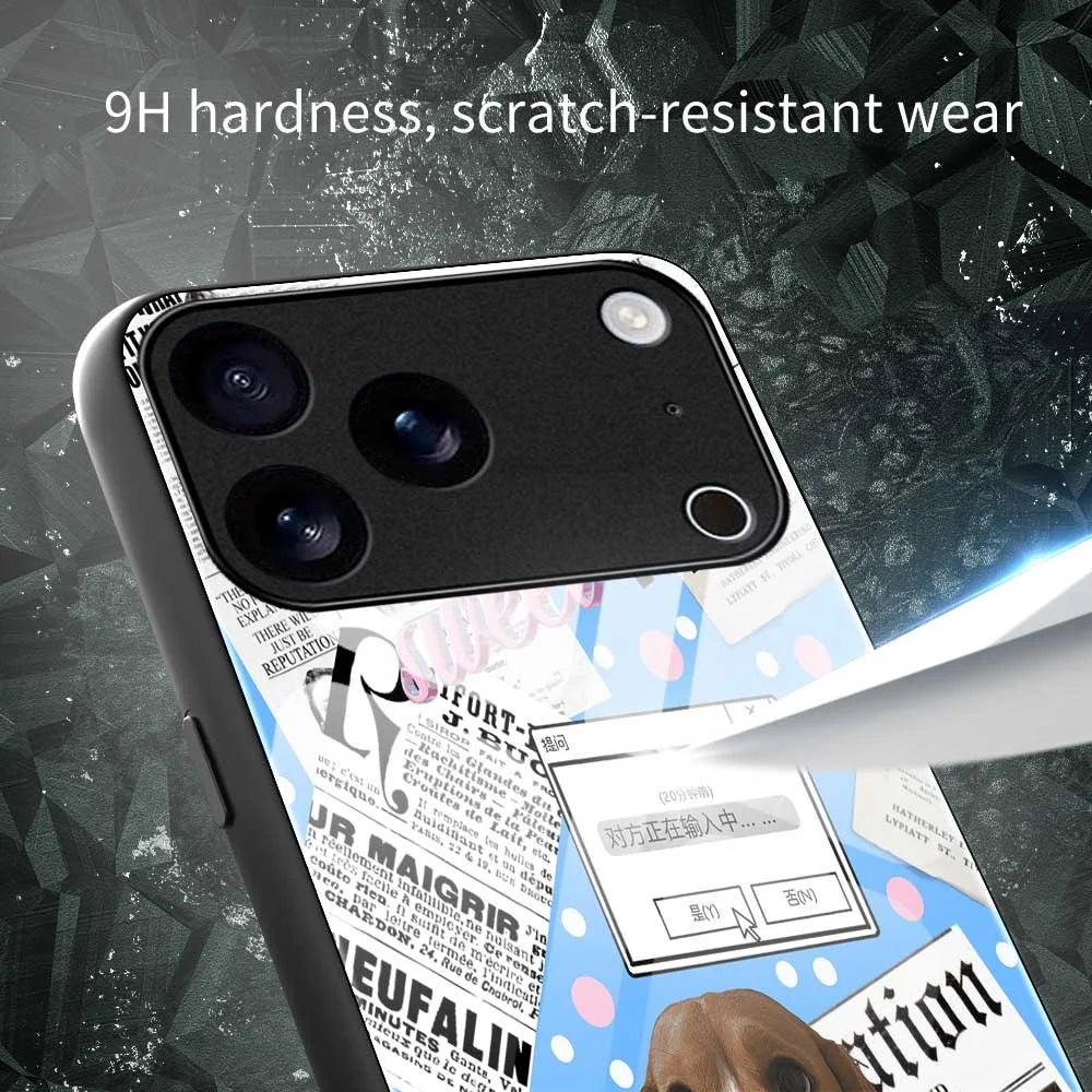 For iPhone 17 Pro Max Case TPU PC Tempered Glass Pattern Printing Anti Drop Phone Back Cover - B0228 - 6