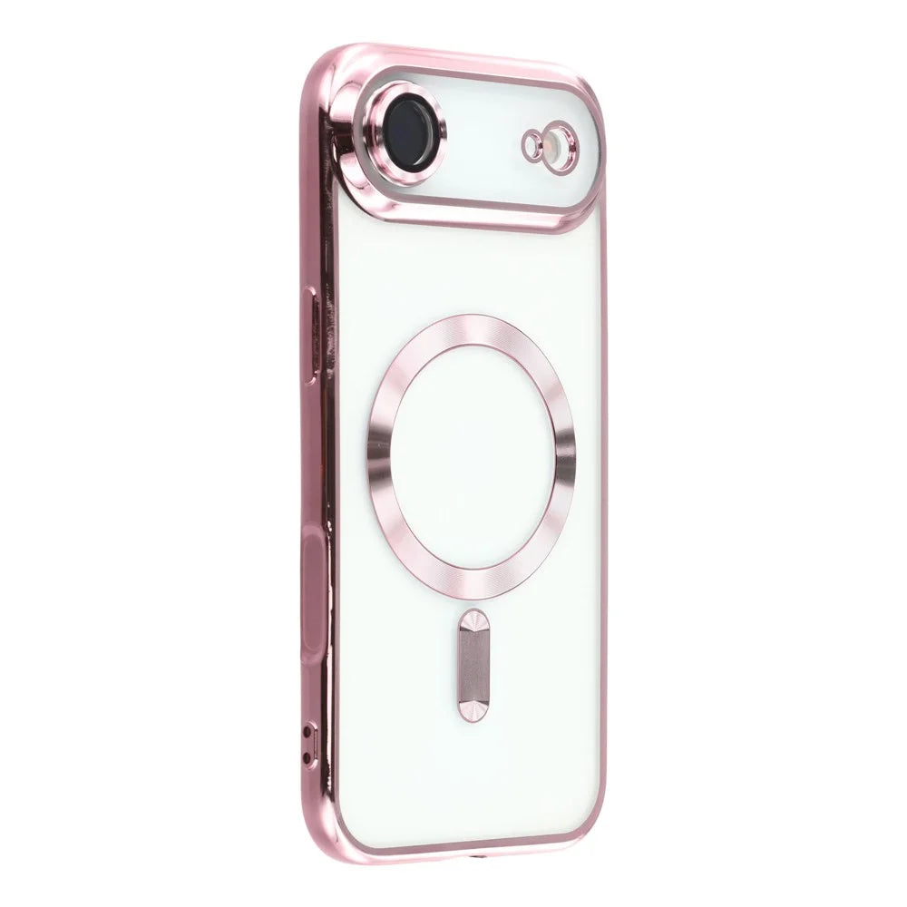 For iPhone Air Case Compatible with MagSafe Electroplated TPU Phone Cover with Lens Film - Pink - 1
