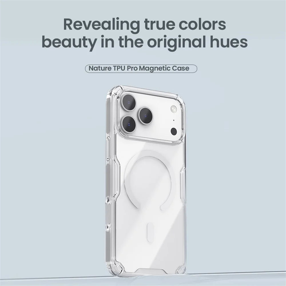 NILLKIN Nature Pro Series for iPhone 18 Pro Max / 17 Pro Max Case Compatible with MagSafe TPU + PC Ultra Clear Phone Case - Grey - 5