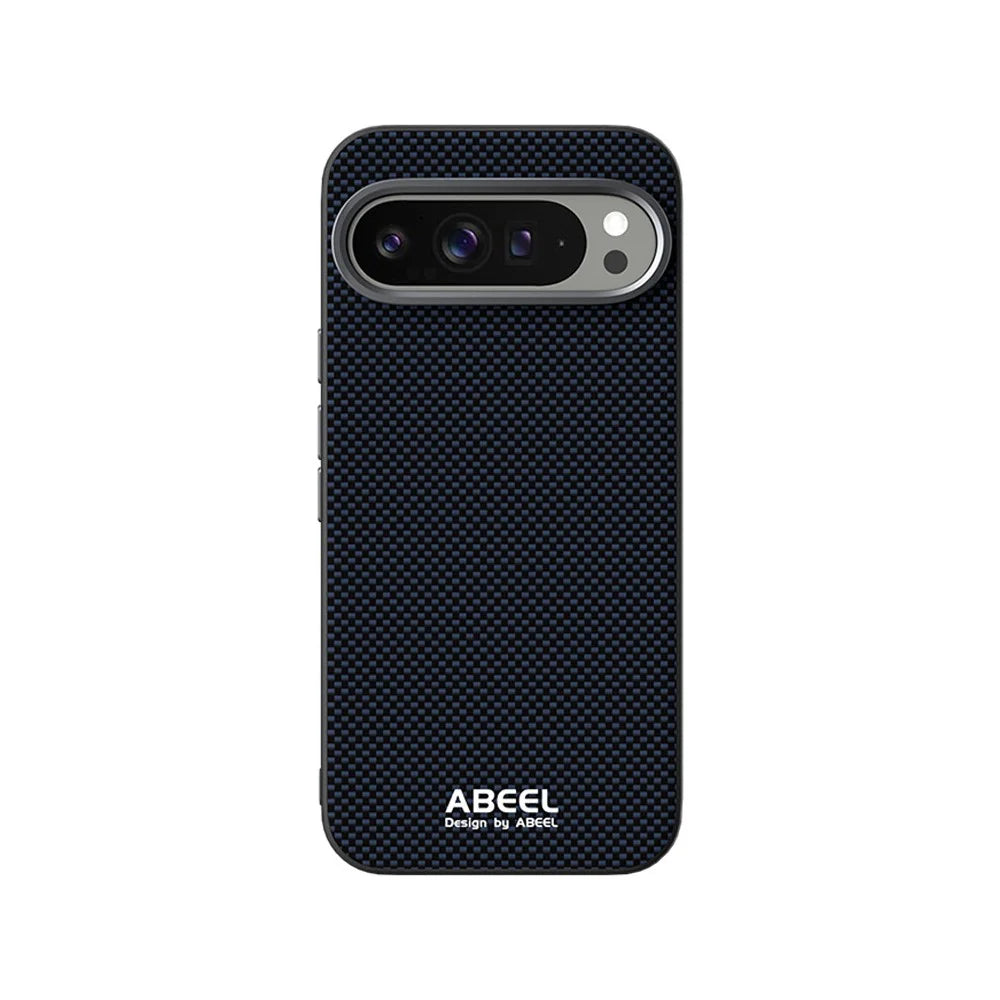 ABEEL For Google Pixel 10 Pro XL Magnetic Case Printed PC TPU Aluminum Alloy Leather Phone Cover - Black - 1