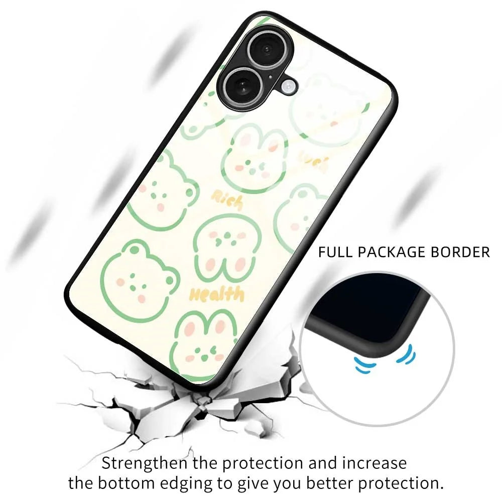 For iPhone 17 Case PC TPU Tempered Glass Pattern Printing Slim Phone Back Cover - B0268 - 3