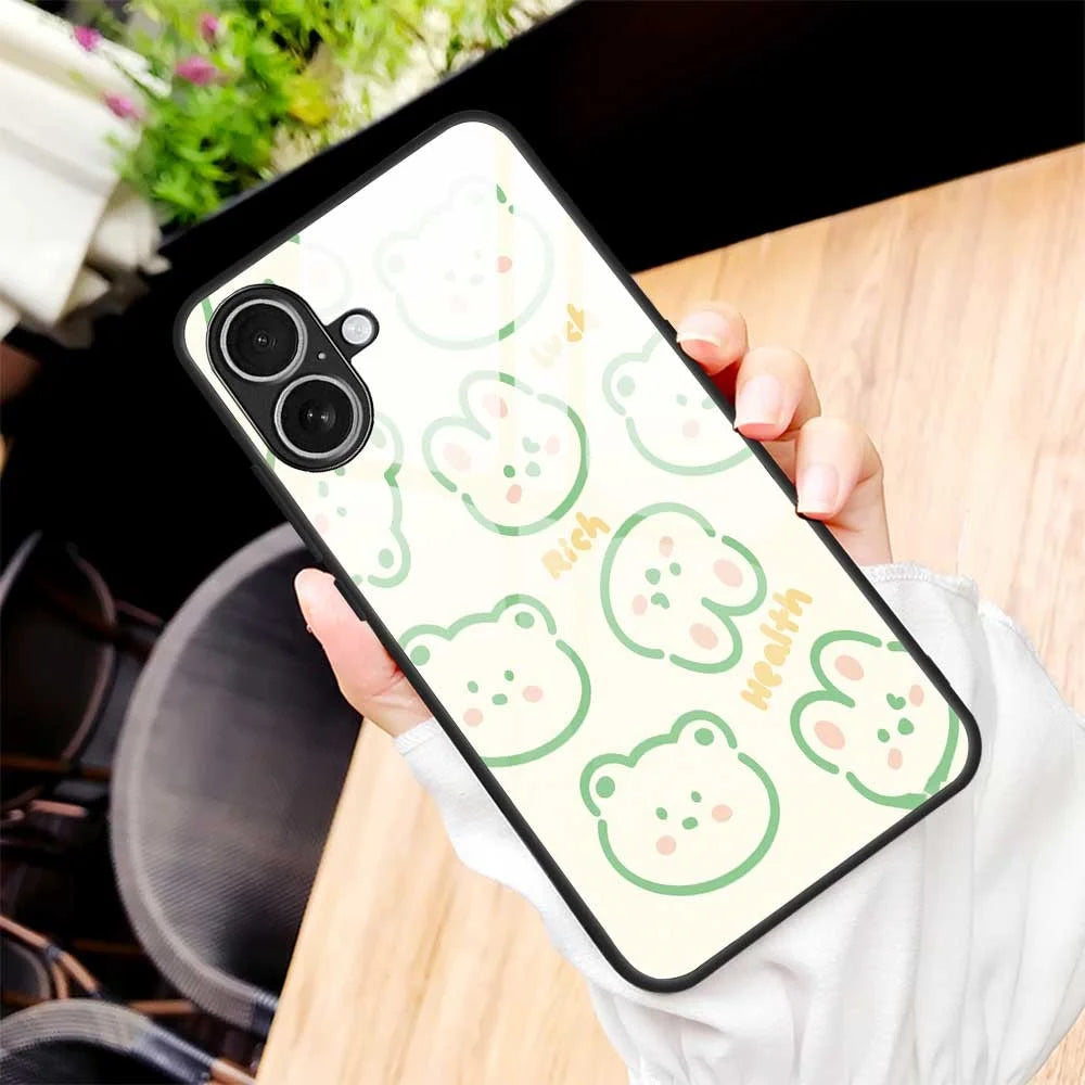 For iPhone 17 Case PC TPU Tempered Glass Pattern Printing Slim Phone Back Cover - B0268 - 7