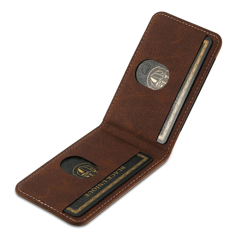 SUTENI H17 For iPhone 17 Magnetic Case Card Slots Leather + TPU Kickstand Phone Cover - Brown - 3