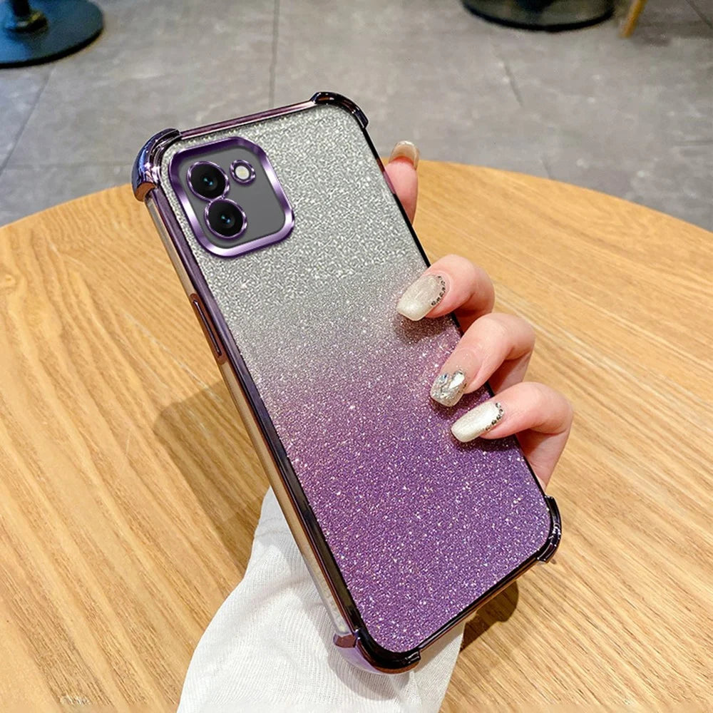 For Samsung Galaxy A06 4G Case Glitter TPU Phone Cover with Reinforced Corners - Purple - 1