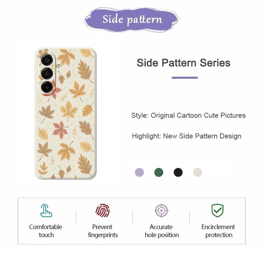 For Samsung Galaxy A18 5G / A18 4G / A17 5G / A17 4G Case Leaves Pattern Printing Straight Edge TPU Phone Back Cover - Beige - 2