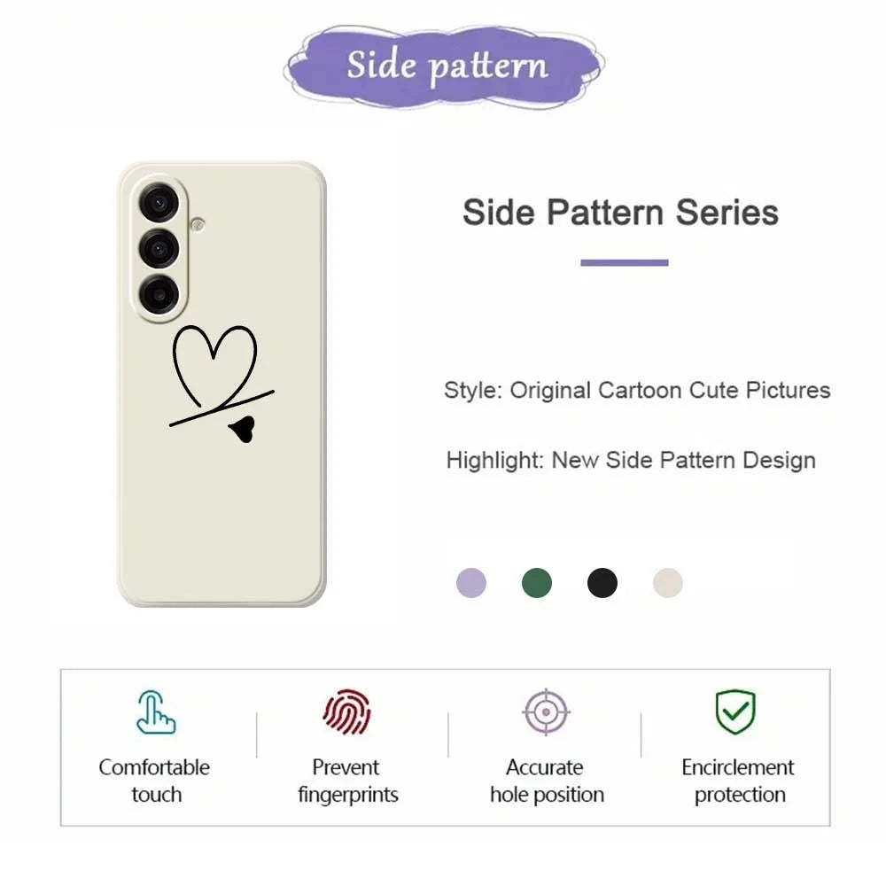 For Samsung Galaxy A18 5G / A18 4G / A17 5G / A17 4G Case Black Love Pattern Printing Straight Edge TPU Phone Back Cover - Beige - 2