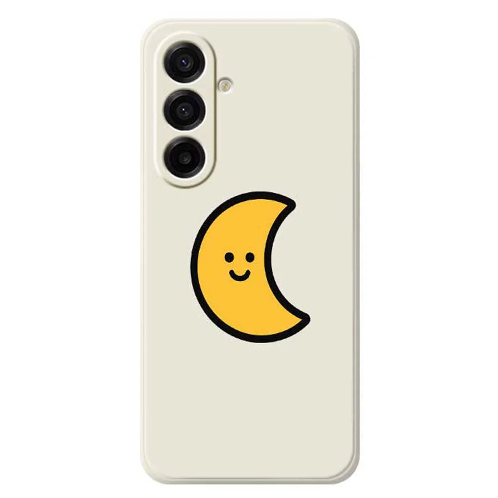For Samsung Galaxy A18 5G / A18 4G / A17 5G / A17 4G Case Yellow Moon Pattern Printing Straight Edge TPU Phone Back Cover - Beige - 1