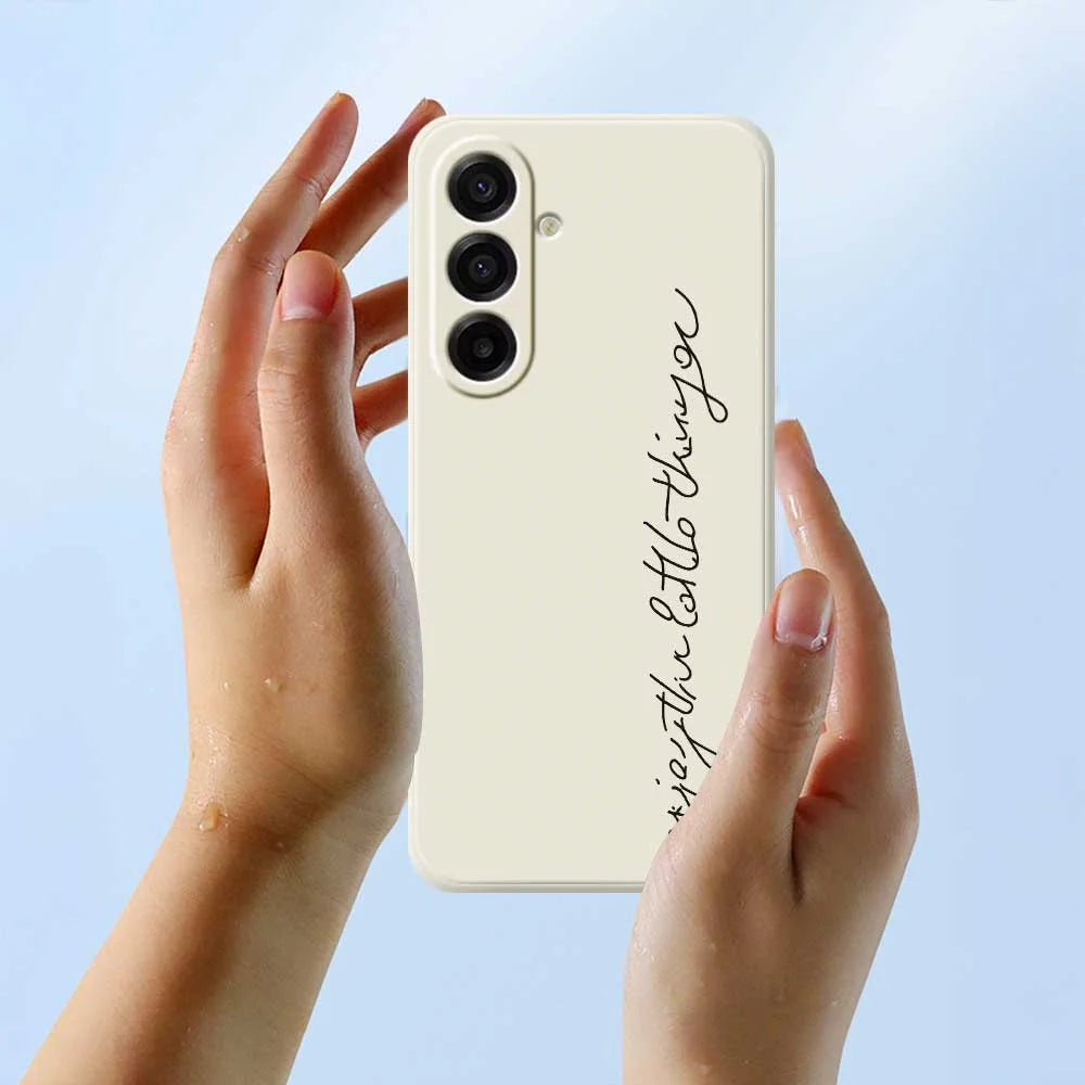 For Samsung Galaxy A18 5G / A18 4G / A17 5G / A17 4G Case WordArt Pattern Printing Straight Edge TPU Phone Back Cover - Beige - 6