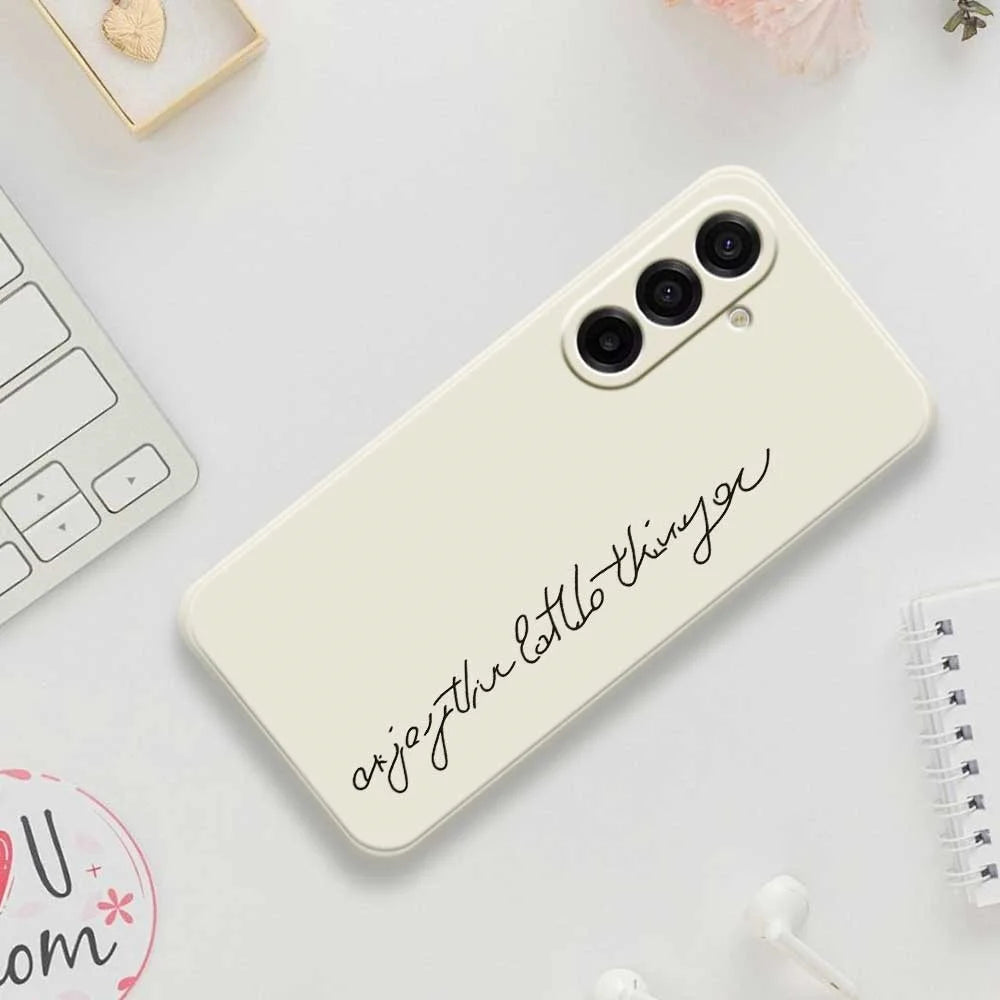 For Samsung Galaxy A18 5G / A18 4G / A17 5G / A17 4G Case WordArt Pattern Printing Straight Edge TPU Phone Back Cover - Beige - 7