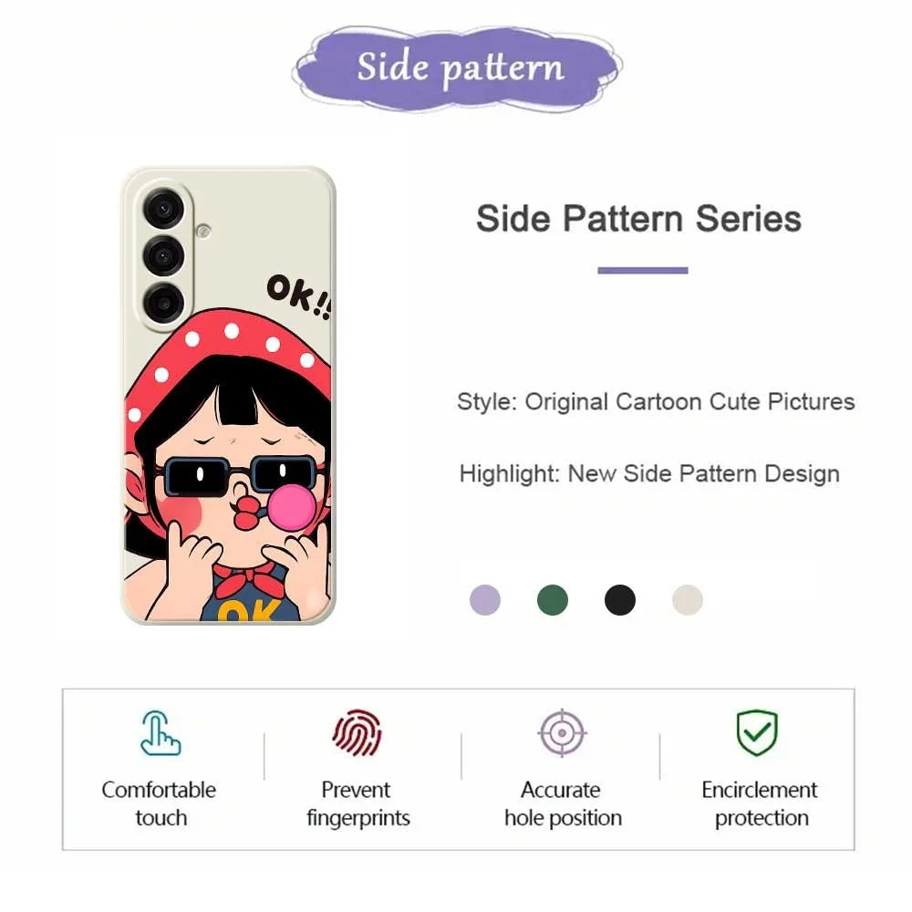 For Samsung Galaxy A18 5G / A18 4G / A17 5G / A17 4G Case Cute Kid Pattern Printing Straight Edge TPU Phone Back Cover - Beige - 2