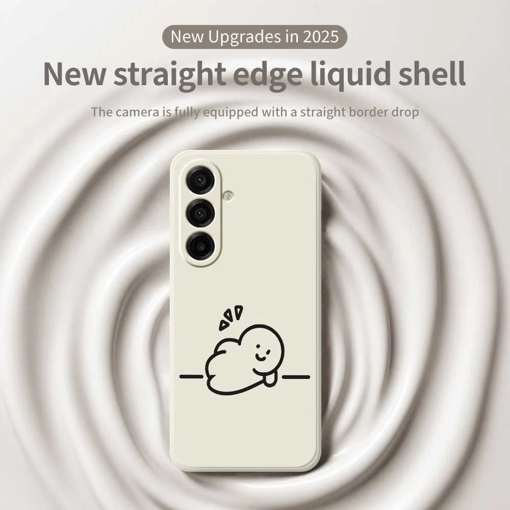 For Samsung Galaxy A18 5G / A18 4G / A17 5G / A17 4G Case Stick Figure Pattern Printing Straight Edge TPU Phone Back Cover - Beige - 3