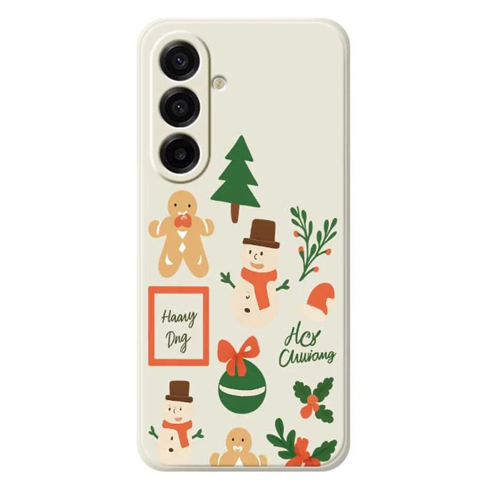 For Samsung Galaxy A18 5G / A18 4G / A17 5G / A17 4G Case Christmas Snowman Pattern Printing Straight Edge TPU Phone Back Cover - Beige - 1