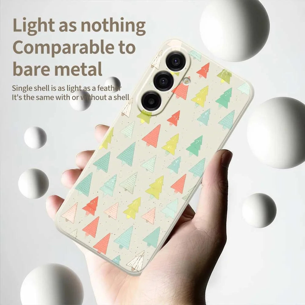 For Samsung Galaxy A18 5G / A18 4G / A17 5G / A17 4G Case Colorful Trees Pattern Printing Straight Edge TPU Phone Back Cover - Beige - 4