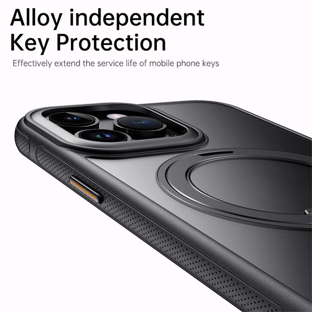 For iPhone 13 Pro Max Case Compatible with MagSafe Kickstand TPU PC Phone Back Cover - Black - 5