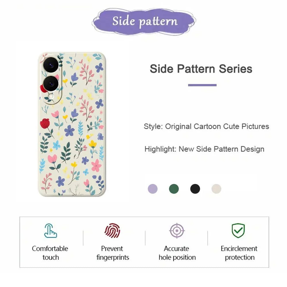 For Samsung Galaxy S25 Edge Case Colorful Flower Branches Pattern Printing Straight Edge TPU Phone Back Cover - Beige - 2