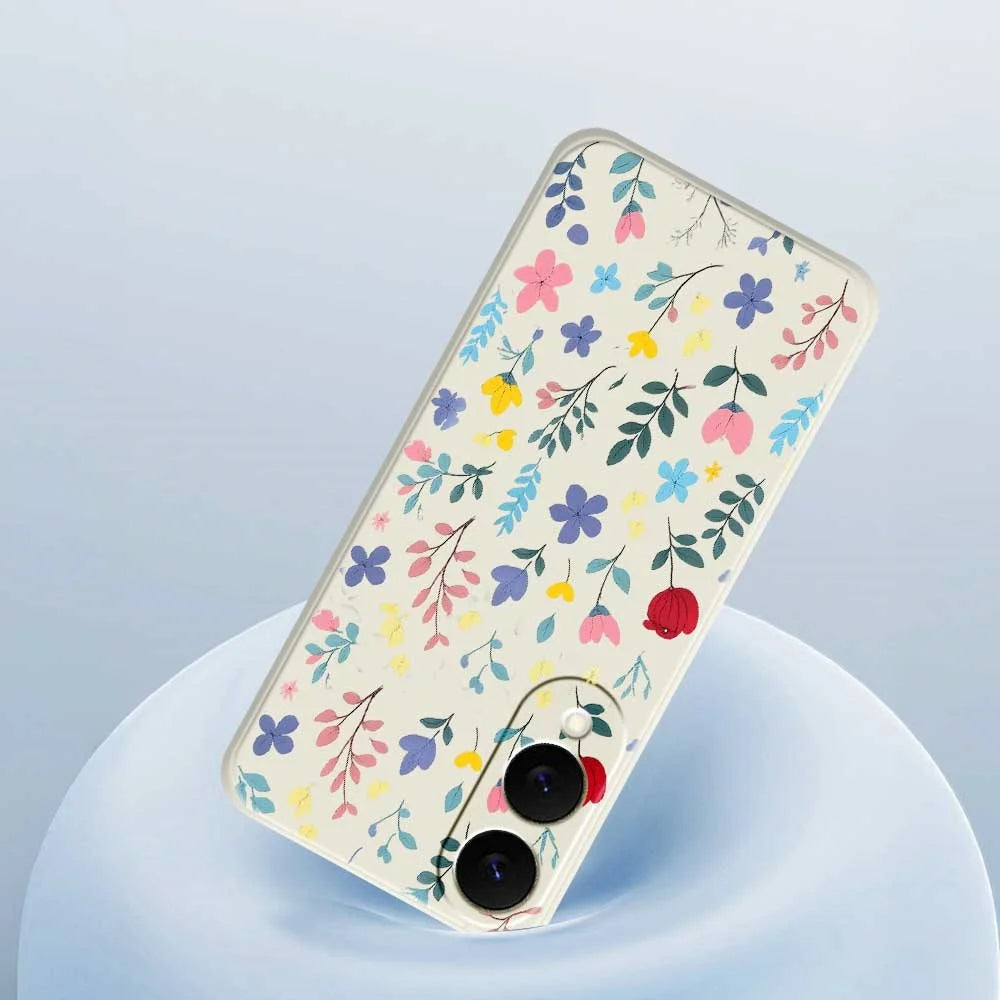 For Samsung Galaxy S25 Edge Case Colorful Flower Branches Pattern Printing Straight Edge TPU Phone Back Cover - Beige - 5