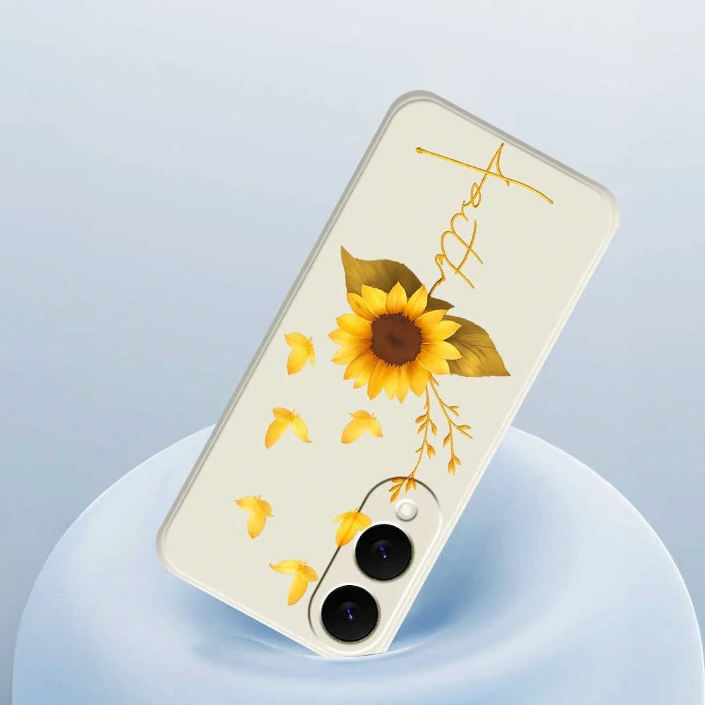 For Samsung Galaxy S25 Edge Case Golden Butterfly Sunflower Pattern Printing Straight Edge TPU Phone Back Cover - Beige - 5