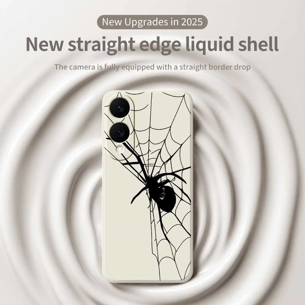 For Samsung Galaxy S25 Edge Case Spider Pattern Printing Straight Edge TPU Phone Back Cover - Beige - 3
