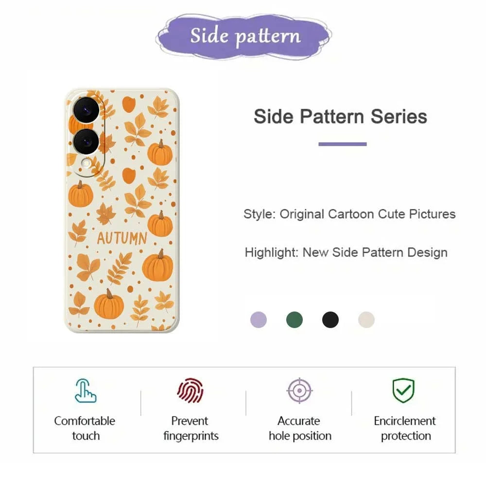 For Samsung Galaxy S25 Edge Case Autumn Theme Pattern Printing Straight Edge TPU Phone Back Cover - Beige - 2