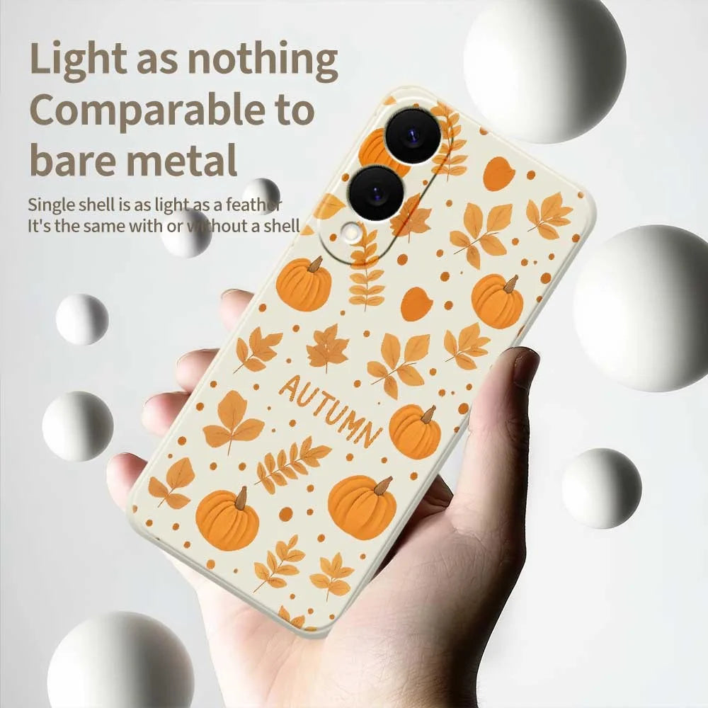 For Samsung Galaxy S25 Edge Case Autumn Theme Pattern Printing Straight Edge TPU Phone Back Cover - Beige - 4