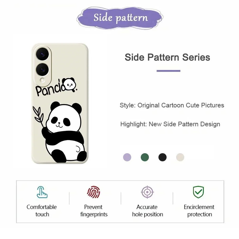 For Samsung Galaxy S25 Edge Case Panda Pattern Printing Straight Edge TPU Phone Back Cover - Beige - 2