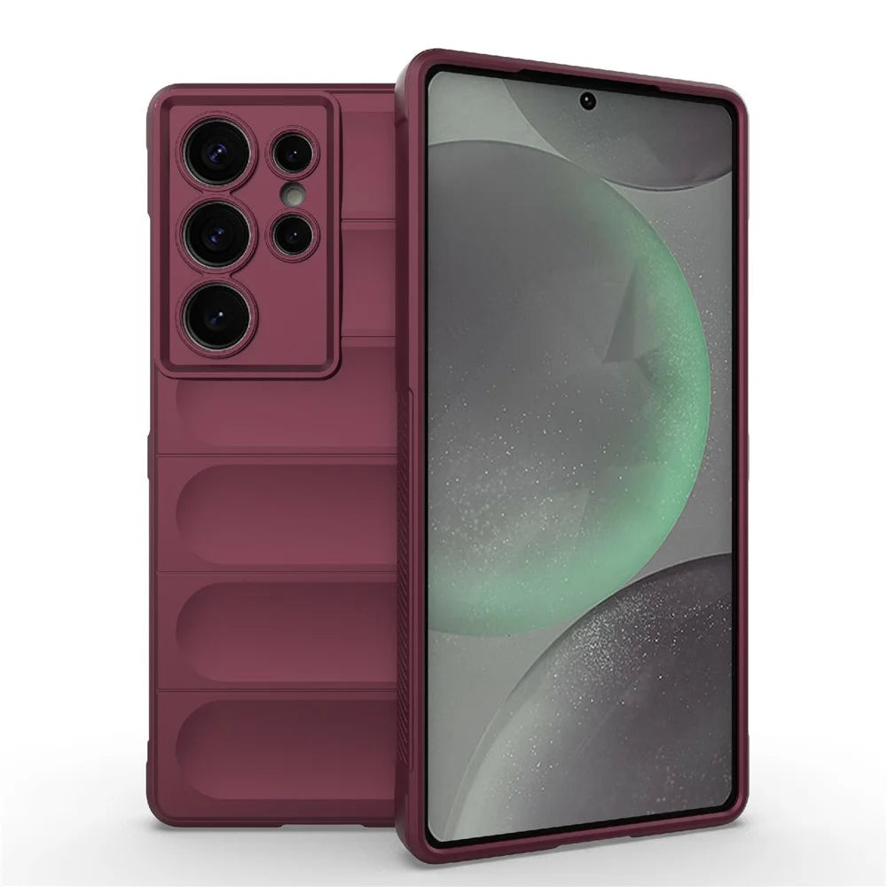 AMORUS For Samsung Galaxy S25 Ultra Case Shockproof Soft TPU Rugged Phone Back Cover - Wine Red - 1