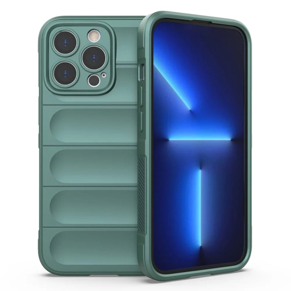AMORUS For iPhone 14 Pro Max Case Shockproof Soft TPU Rugged Phone Back Cover - Green - 1