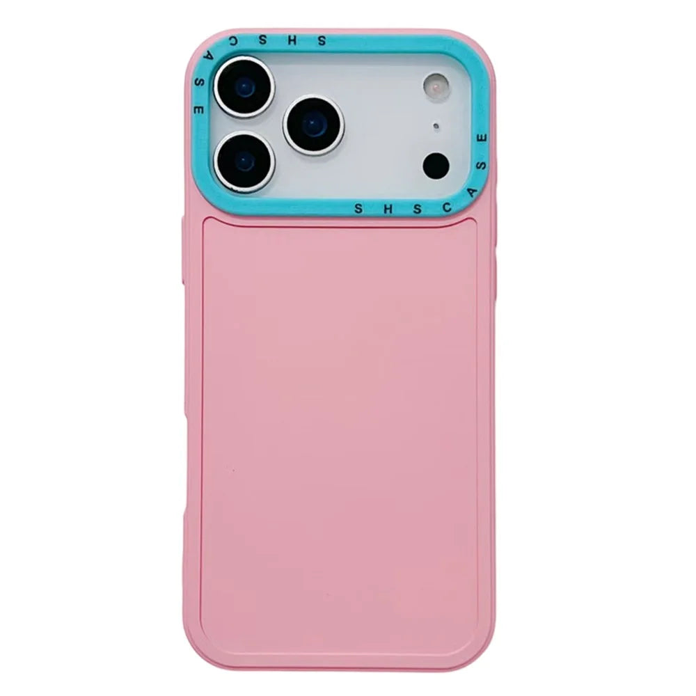 For iPhone 18 Pro Max / 17 Pro Max TPU Case Contrast Color Lens Frame Shockproof Phone Back Cover - Pink - 1