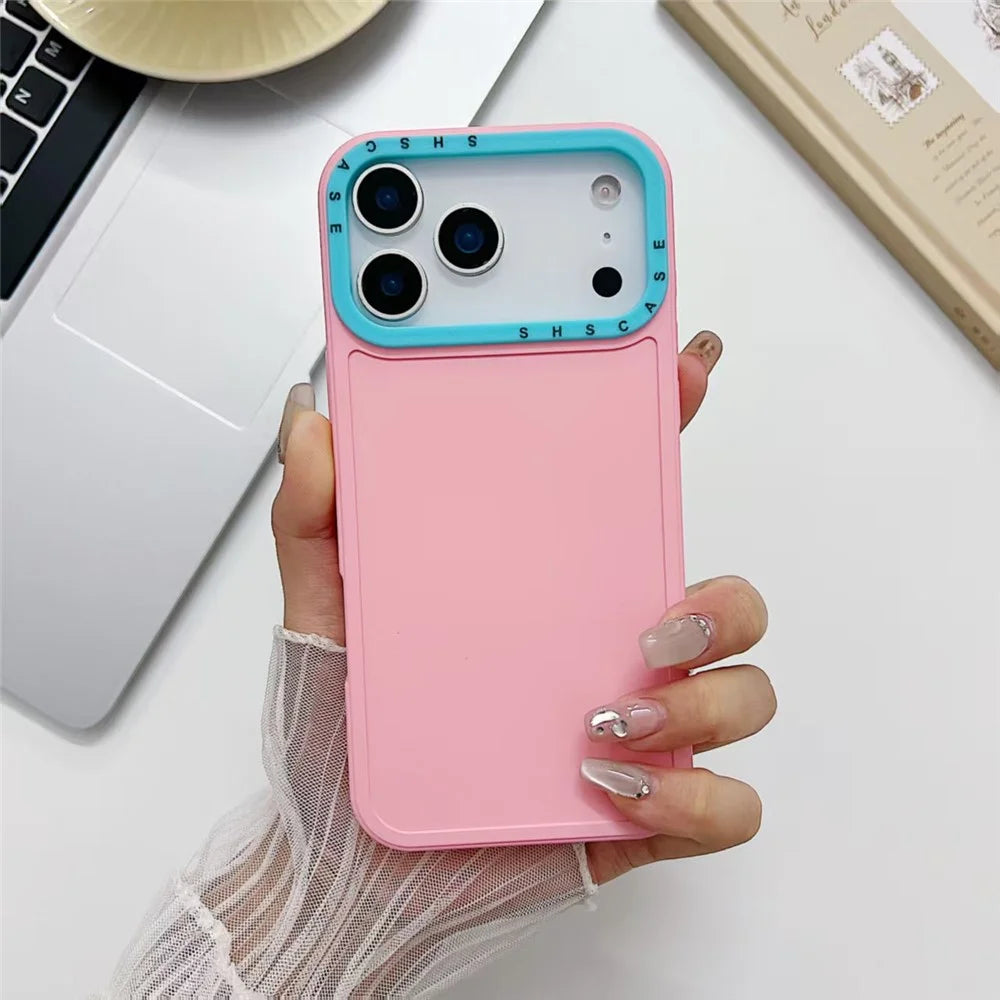 For iPhone 18 Pro Max / 17 Pro Max TPU Case Contrast Color Lens Frame Shockproof Phone Back Cover - Pink - 2