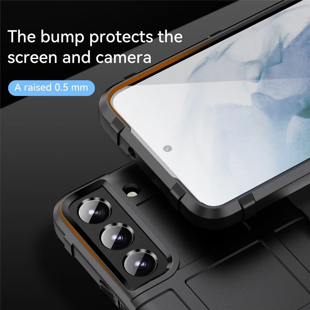 For Samsung Galaxy S23+ Cell Phone Case Rugged Square Grid Texture Drop-proof TPU Back Cover - Black - 4