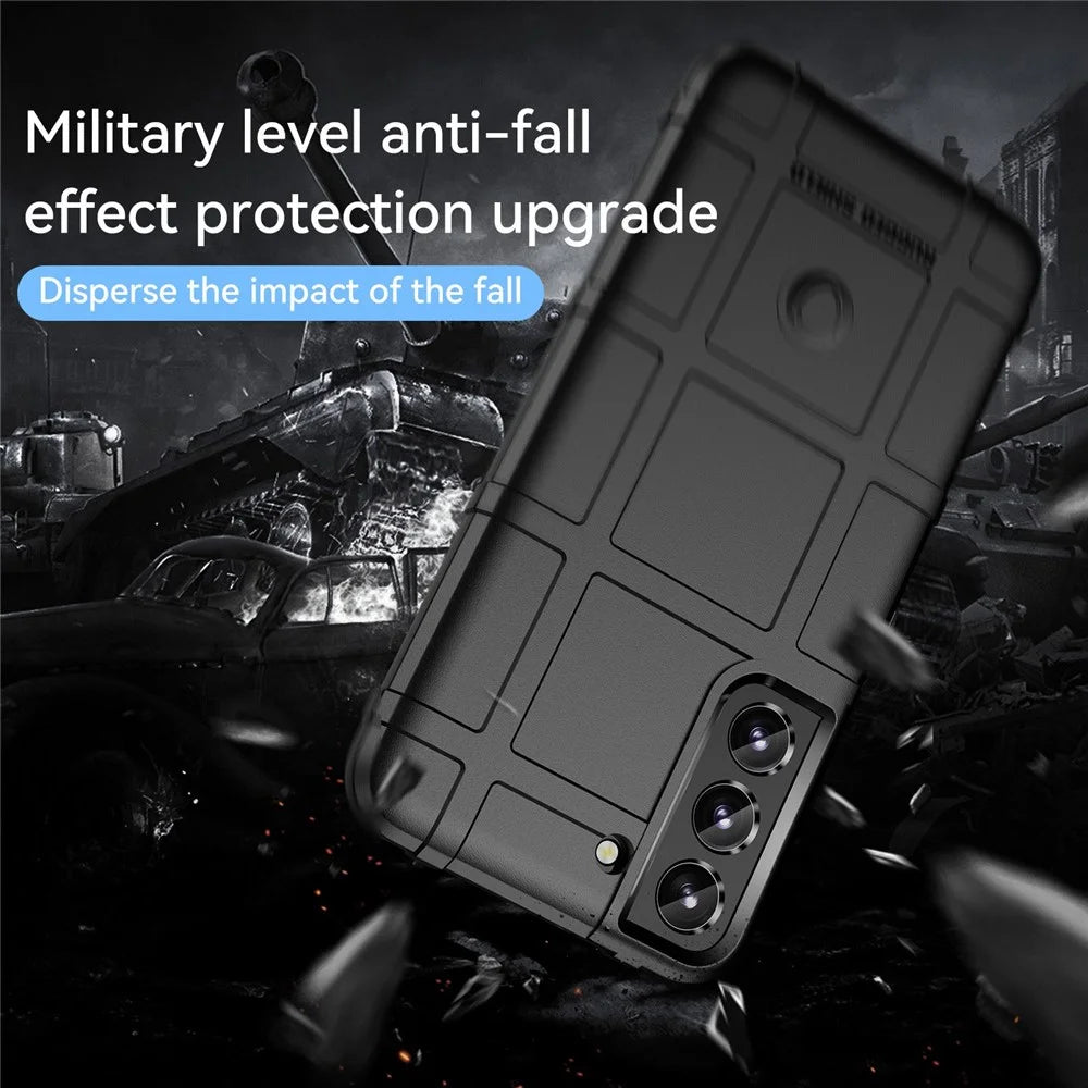 For Samsung Galaxy S23+ Cell Phone Case Rugged Square Grid Texture Drop-proof TPU Back Cover - Black - 7