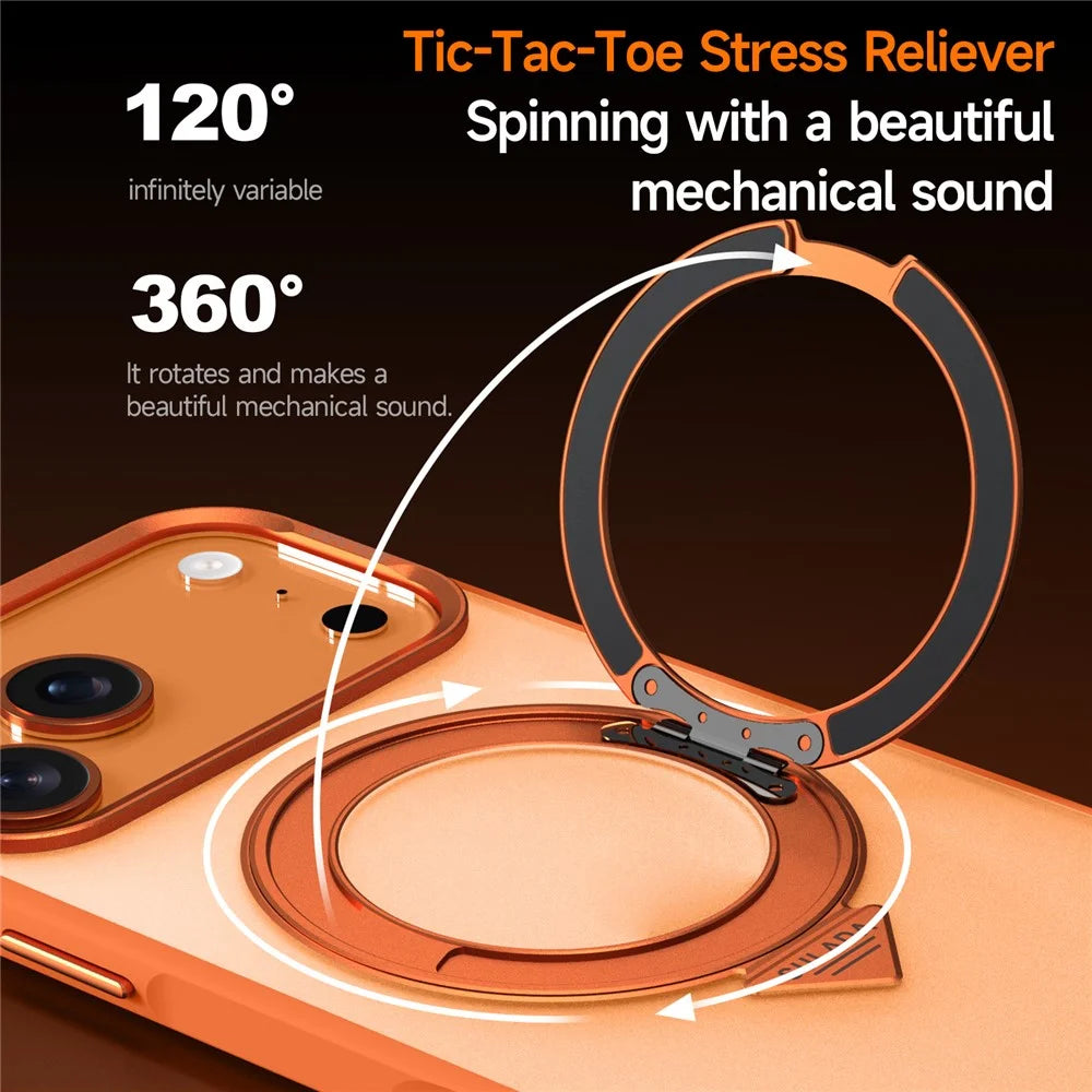 SULADA For iPhone 17 Pro Max Case Magnetic Case Anti-Fingerprints Matte TPU + PC Phone Cover with Kickstand - Orange - 5