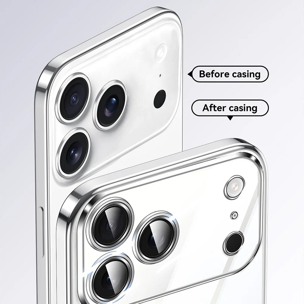 SULADA For iPhone 17 Pro Max Case Electroplating Ultra Clear Soft TPU Phone Cover with PU Wrist Strap - Silver - 4