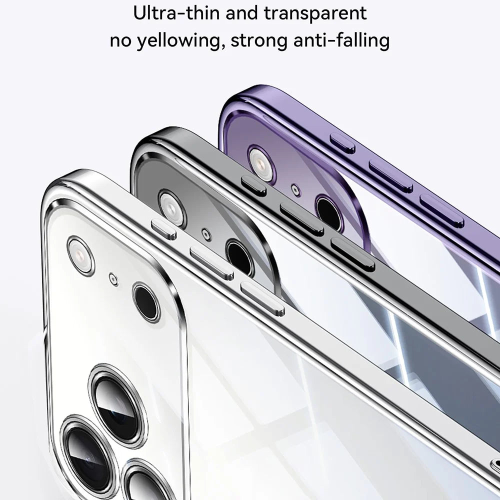 SULADA For iPhone 17 Pro Max Case Electroplating Ultra Clear Soft TPU Phone Cover with PU Wrist Strap - Silver - 7