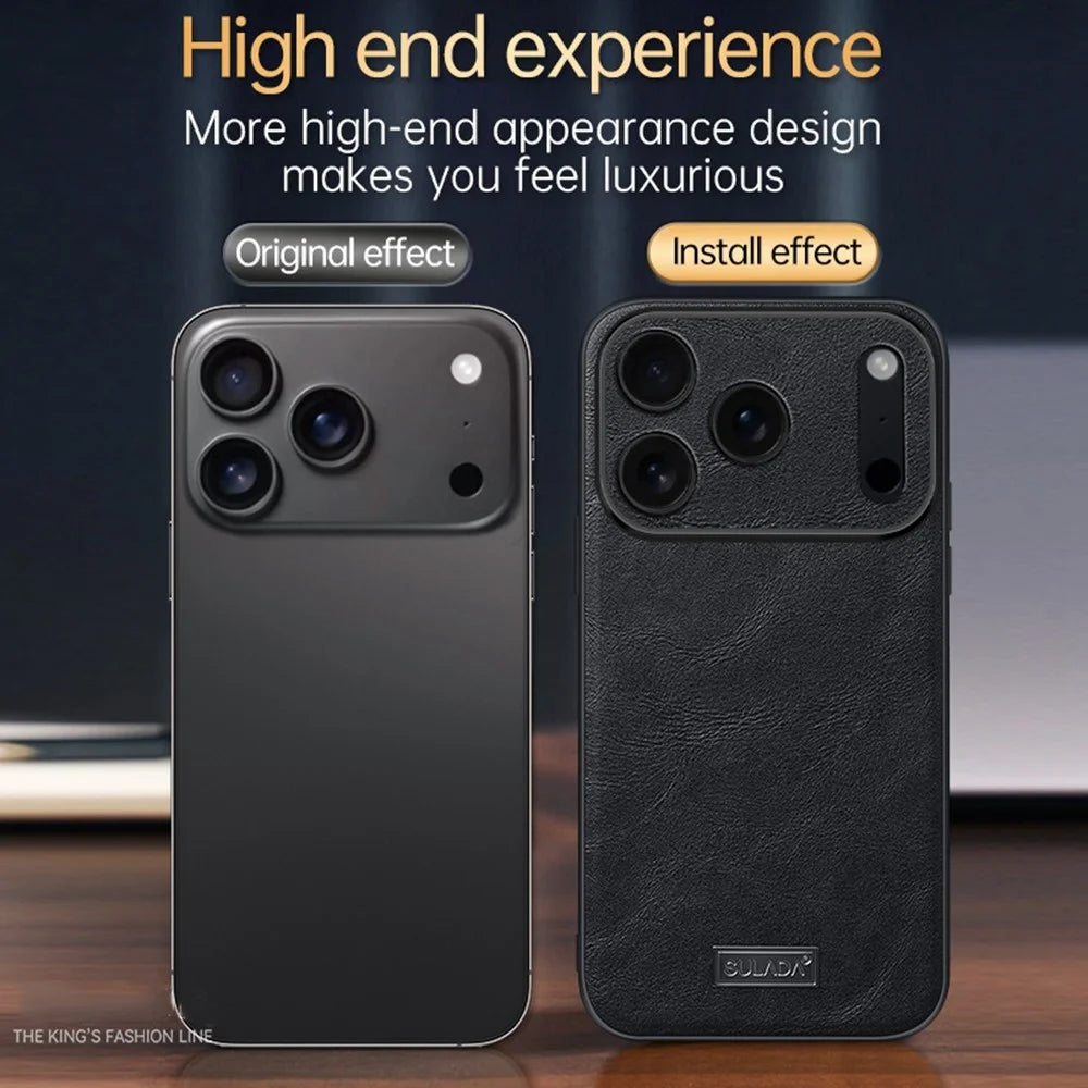 SULADA For iPhone 17 Pro Case PU Leather + TPU + PC Back Phone Cover - Black - 3