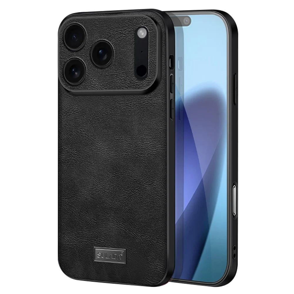 SULADA For iPhone 17 Pro Max Case PU Leather + TPU + PC Back Phone Cover - Black - 1