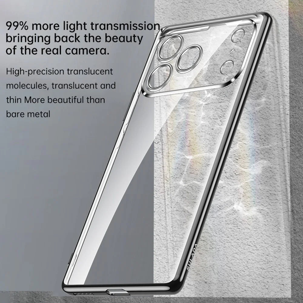 SULADA For iPhone 17 Pro Case Ultra Thin Electroplated TPU Clear Phone Cover - Silver - 2