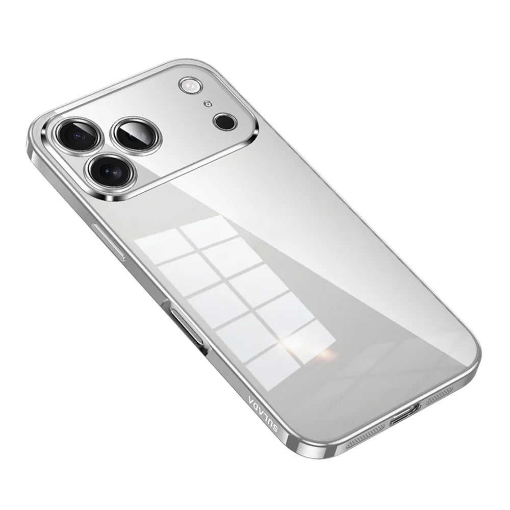 SULADA For iPhone 17 Pro Max Case Ultra Thin Electroplated TPU Clear Phone Cover - Silver - 1