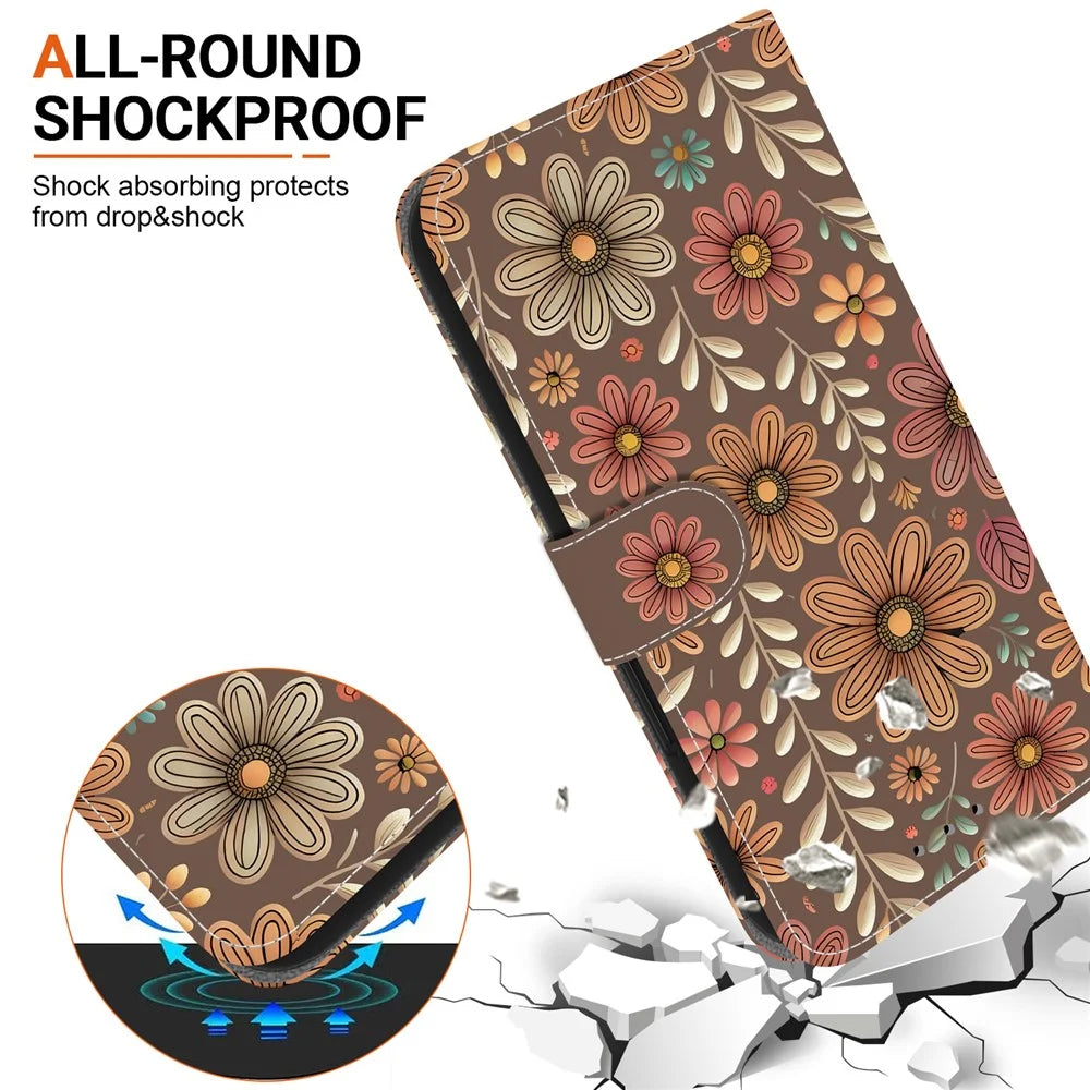 For Samsung Galaxy S25 Ultra Wallet Case Pattern Printing Leather Stand Phone Cover with Strap - Blossom - 6
