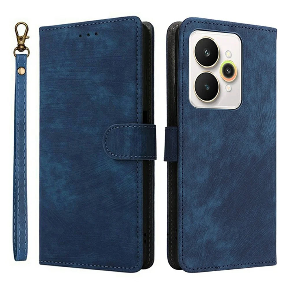 For Realme 15 Pro 5G / 15 5G Case Wallet RFID Blocking PU Leather Phone Cover Stand with Strap - Blue - 1