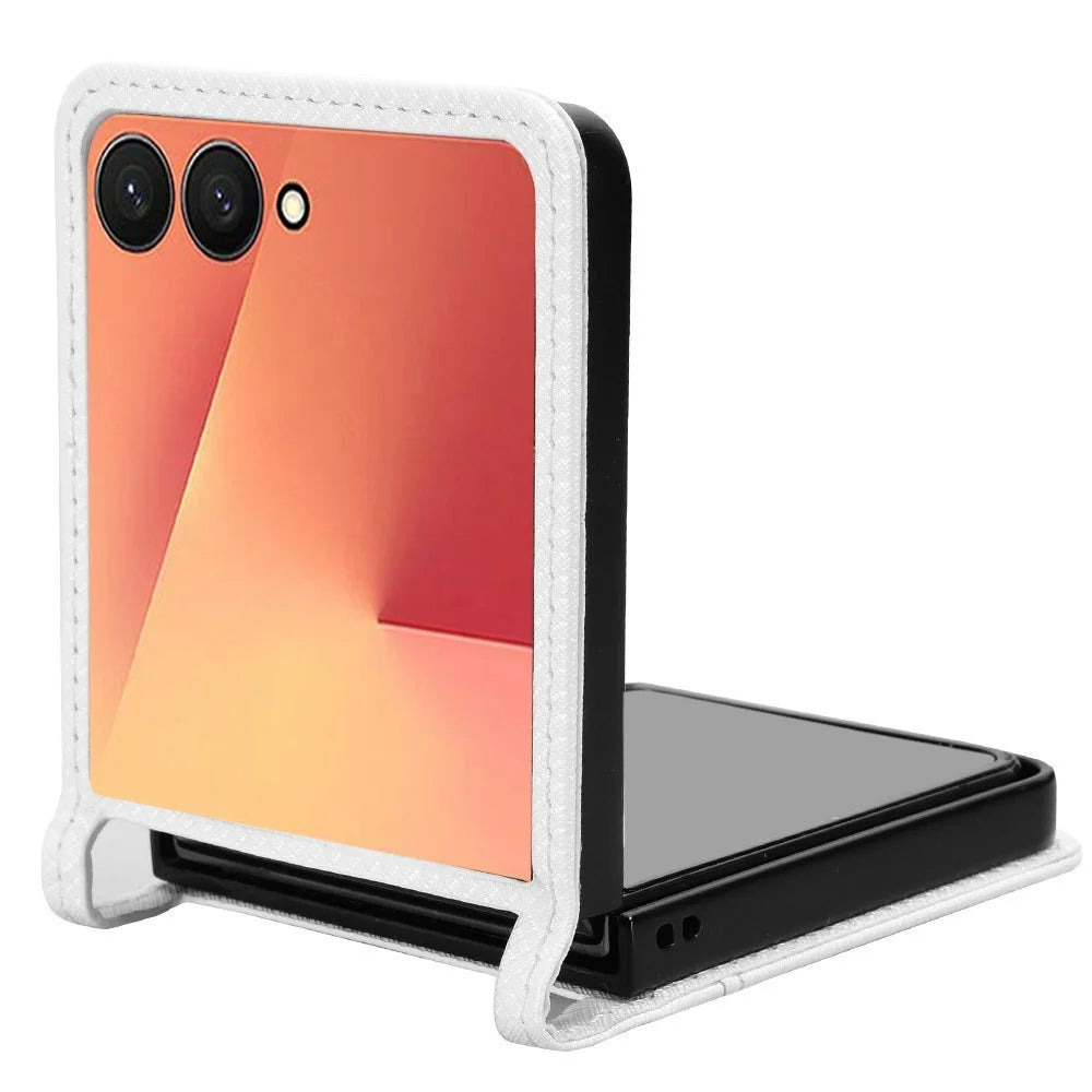For Samsung Galaxy Z Flip7 5G Case PU Leather Diamond Texture Phone Cover with Card Slot - White - 3