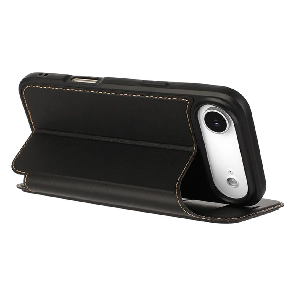 For iPhone Air Case Magnetic Closure Card Slot Leather Flip Phone Cover - Black - 2