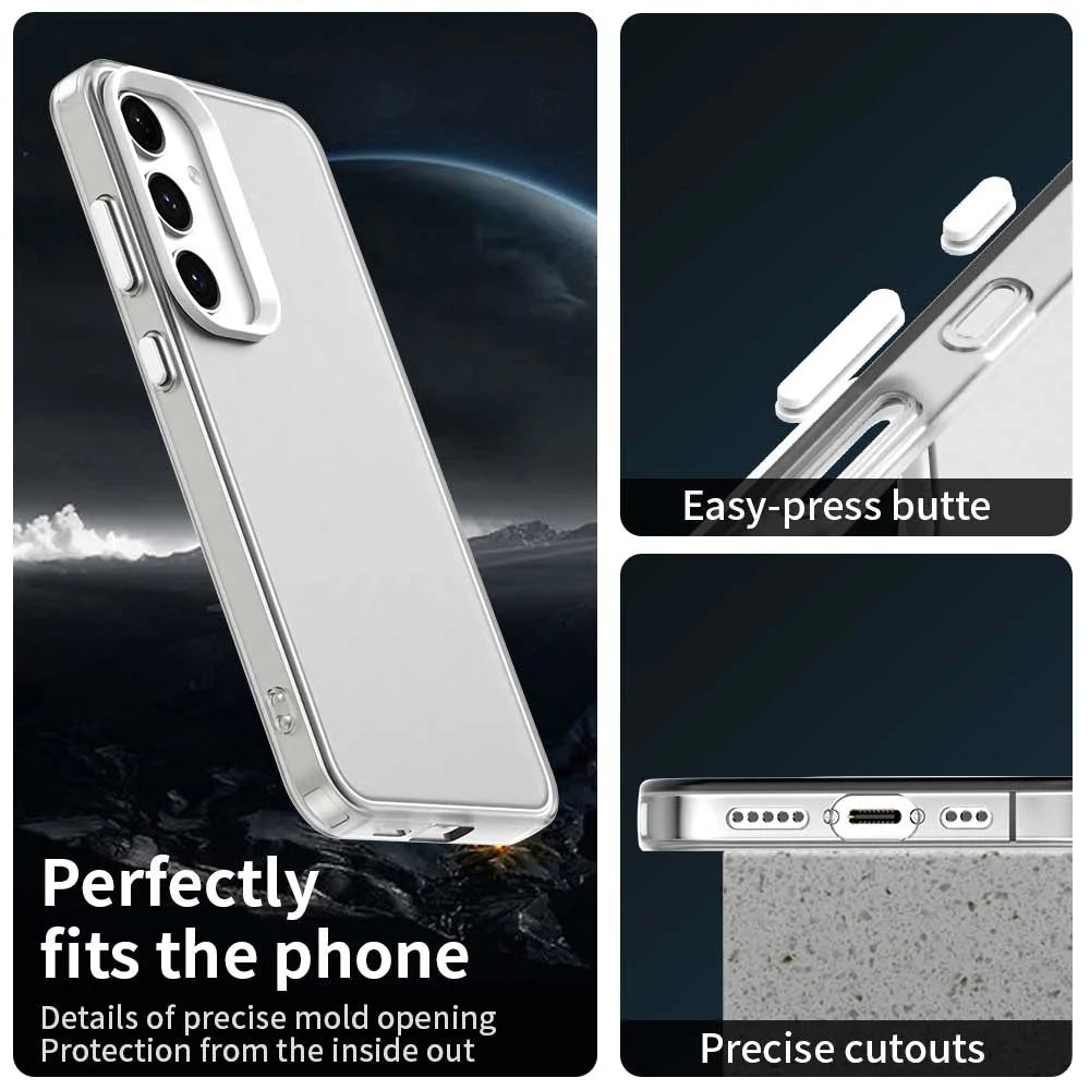 For Samsung Galaxy S25 FE Case PC + TPU + PET Matte Anti-Drop Phone Back Cover - White - 3