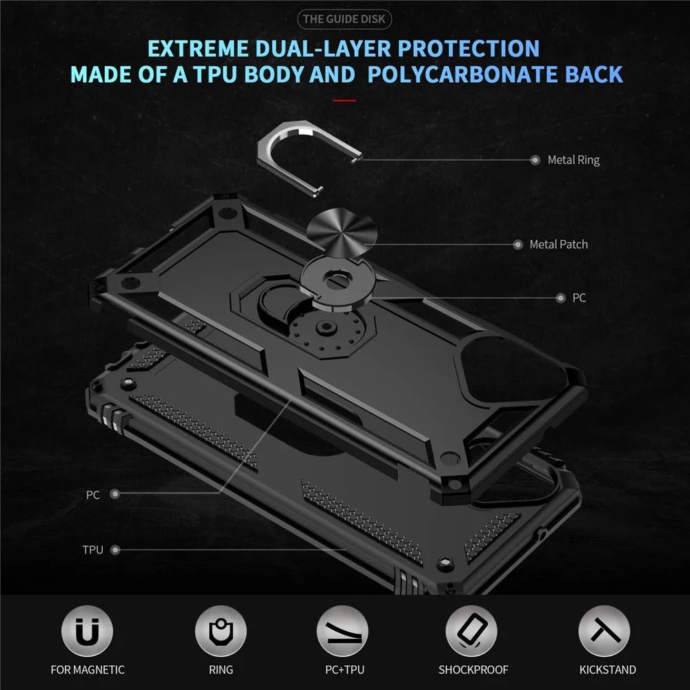 For Samsung Galaxy A07 4G Case PC + TPU Phone Cover with Kickstand - Black - 2