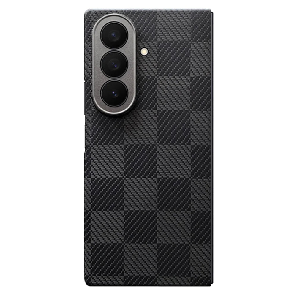 For Samsung Galaxy Z Fold7 5G Magnetic Case Precise Cutouts Square Grid Texture Aramid Fiber Phone Cover with Front Frame - 1