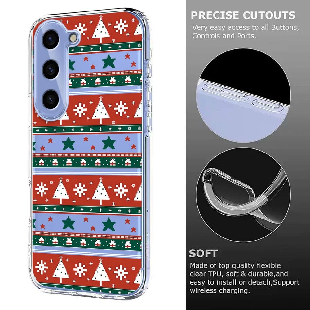 For Samsung Galaxy S25 / Galaxy S24 Case Christmas Themed Pattern Printing TPU Phone Back Cover - Christmas Ribbons - 6