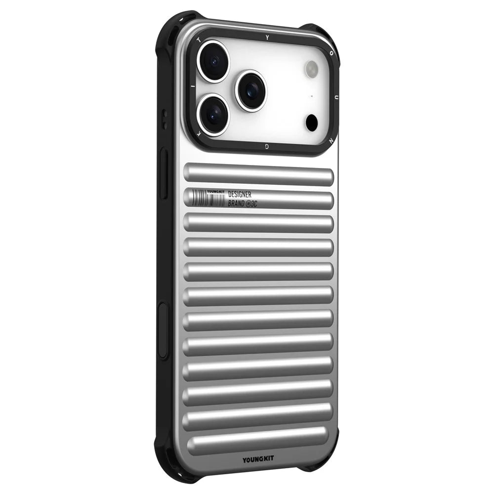 YOUNGKIT For iPhone 17 Pro Max Case Compatible with MagSafe Suitcase Texture IMD TPU Phone Cover - Silver - 1