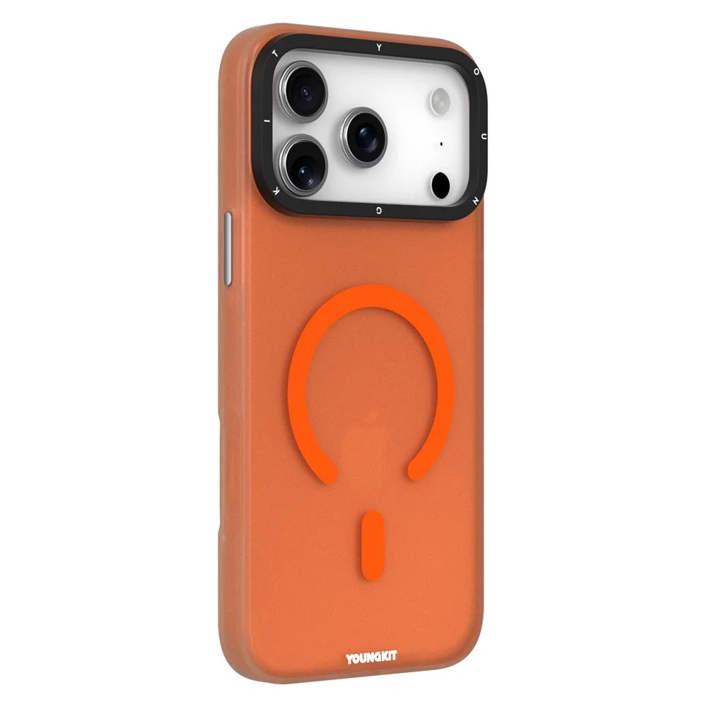 YOUNGKIT For iPhone 17 Pro Max Matte Case Compatible with MagSafe PET TPU Phone Cover - Orange - 1