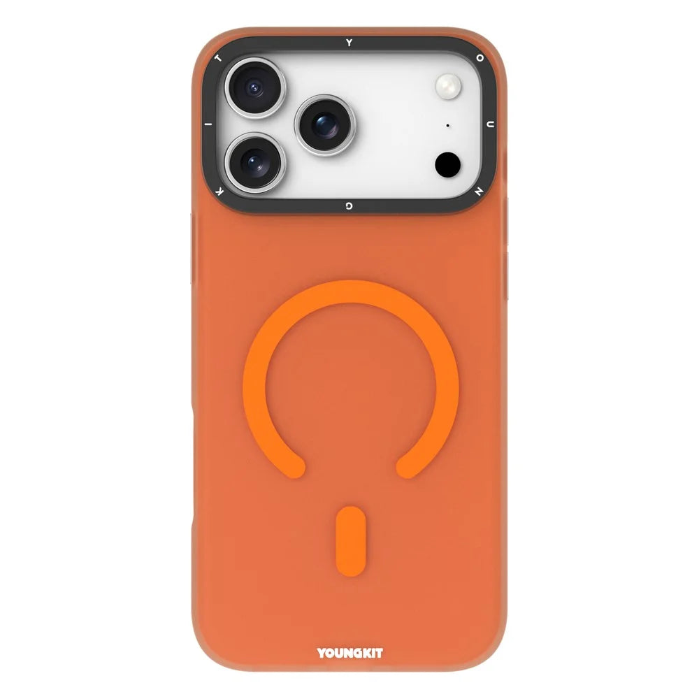 YOUNGKIT For iPhone 17 Pro Max Matte Case Compatible with MagSafe PET TPU Phone Cover - Orange - 2
