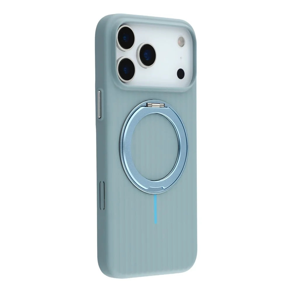 KIGC For iPhone 17 Pro Magnetic Case with Rotating Kickstand Hard PC Phone Back Cover - Blue - 1